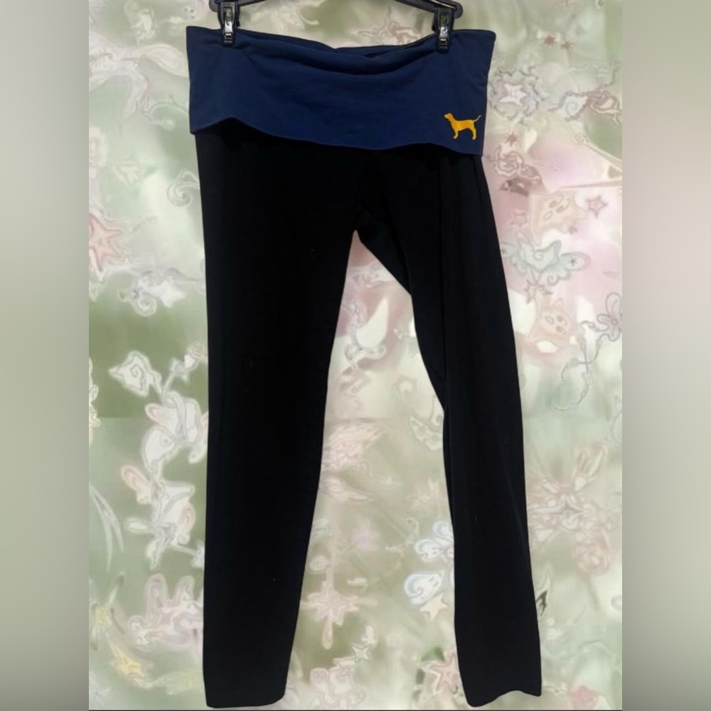 PINK Victoria’s Secret WVU Foldover Leggings | Size M